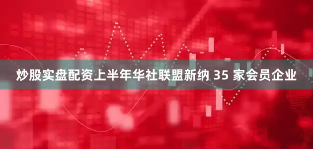 炒股实盘配资上半年华社联盟新纳 35 家会员企业
